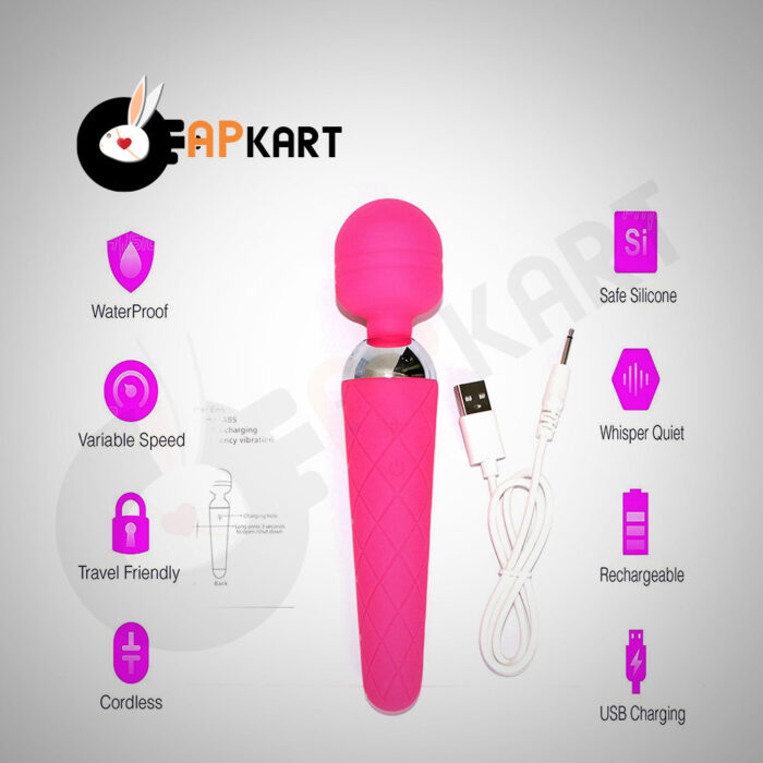 Rechargeable Wand Massager With 10 Vibration Modes - Adults Product Kart - Image 6