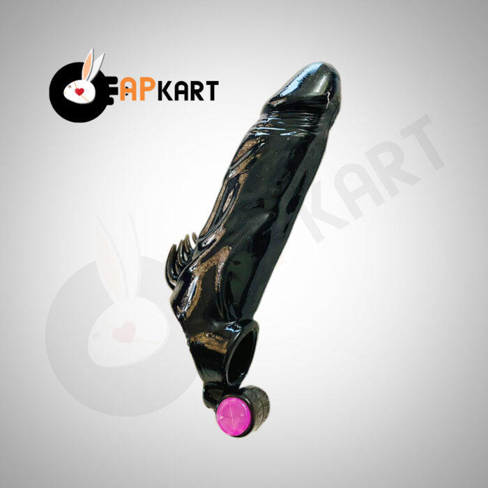 Male Shark Blak Penis Extender Vibrator Soft Reusable Condom Sleeve - Adults Product Kart - Image 2
