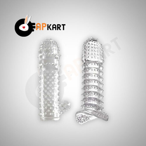 Crystal Silicone Dotted Ribbed Clear Reusable Condom Penis Sleeve Adult Sexy Toy - Adults Product Kart