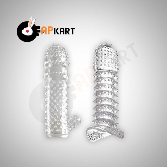 Crystal Silicone Dotted Ribbed Clear Reusable Condom Penis Sleeve Adult Sexy Toy - Adults Product Kart